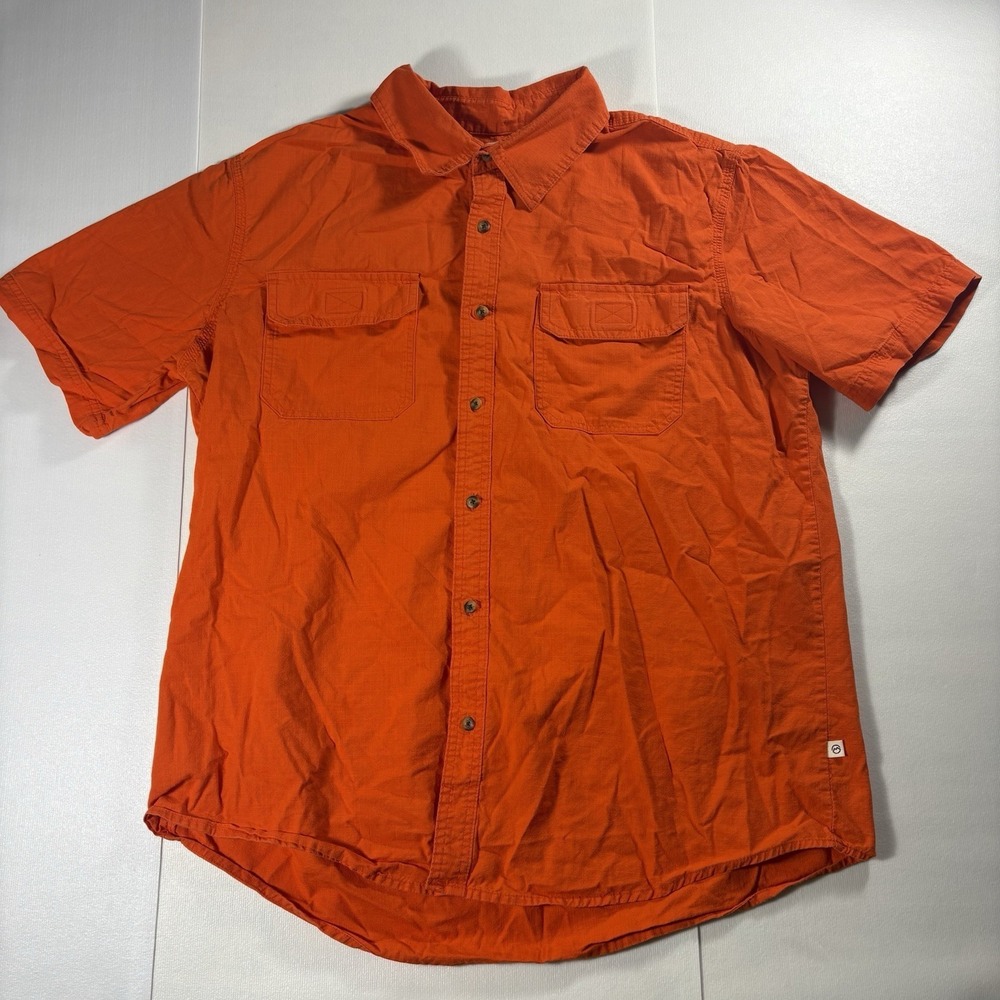 Magellan Outdoors Shirt Mens XL Orange Utility Workwear Fishing Button Up Short